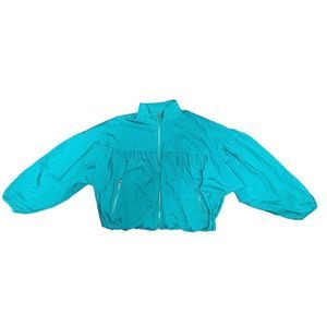 Free People, Women’s Aqua Blue/Green Windbreaker Zip-Up Jacket, Medium, Used